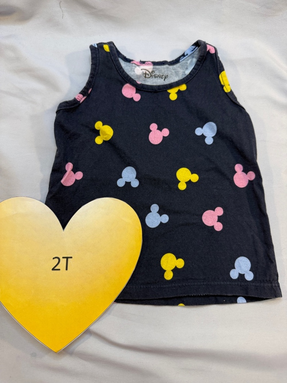 Disney Navy Toddler Tank Top with Pink, Yellow & Light Blue Mickey Heads